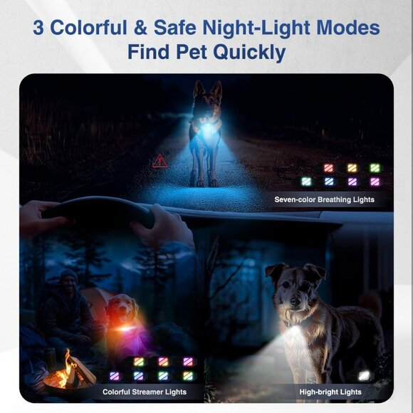 NEW Up to 4200ft Remote Range Waterproof Dog Training Collar with 3 Night Lights - Picture 7 of 8
